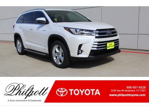 Blizzard Pearl White Toyota Highlander Hybrid Limited AWD.  Click to enlarge.