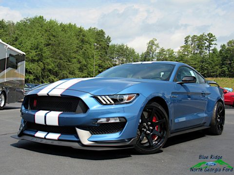 Performance Blue Ford Mustang Shelby GT350R.  Click to enlarge.