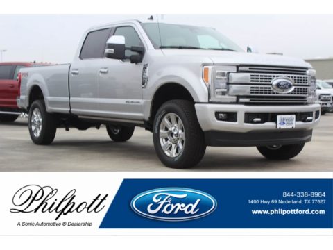 Ingot Silver Ford F350 Super Duty Platinum Crew Cab 4x4.  Click to enlarge.