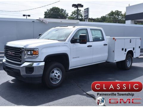 Summit White GMC Sierra 3500HD Crew Cab 4WD Chassis.  Click to enlarge.