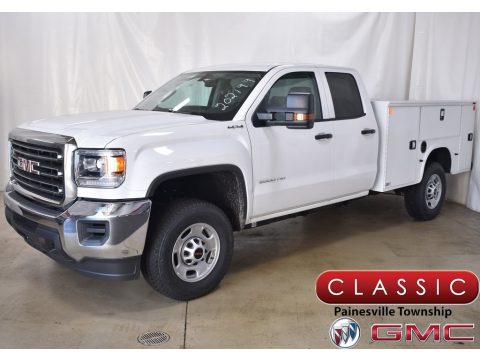 Summit White GMC Sierra 2500HD Double Cab 4WD Utility.  Click to enlarge.
