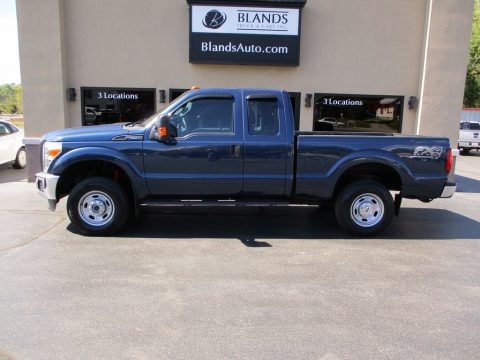 Blue Jeans Metallic Ford F250 Super Duty XL SuperCab 4x4.  Click to enlarge.