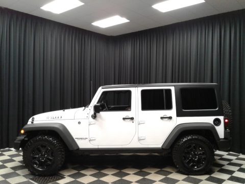 Bright White Jeep Wrangler Unlimited Willys Wheeler 4x4.  Click to enlarge.