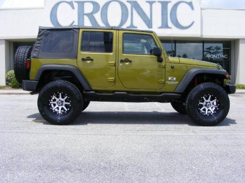 Rescue Green Metallic 2008 Jeep Wrangler Unlimited X 4x4 with Dark Slate 