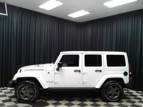 Bright White Jeep Wrangler Unlimited Golden Eagle 4x4.  Click to enlarge.