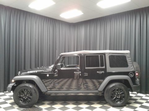 Black Jeep Wrangler Unlimited Willys Wheeler 4x4.  Click to enlarge.