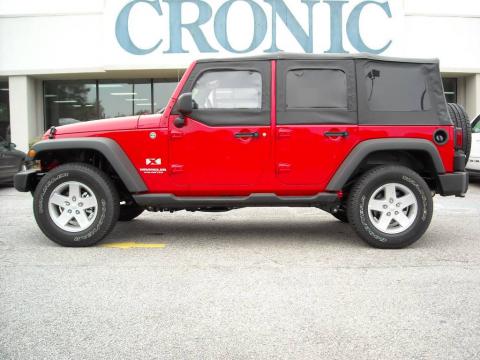 Flame Red Jeep Wrangler Unlimited X 4x4.  Click to enlarge.