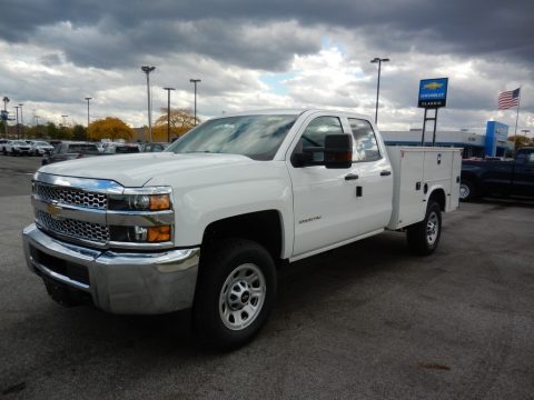 Summit White Chevrolet Silverado 2500HD Work Truck Double Cab 4WD Chassis.  Click to enlarge.