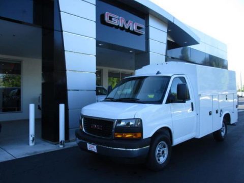 Summit White GMC Savana Cutaway 3500 Commercial Service Truck.  Click to enlarge.