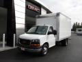 Front 3/4 View of 2019 GMC Savana Cutaway 3500 Commercial Moving Truck #1