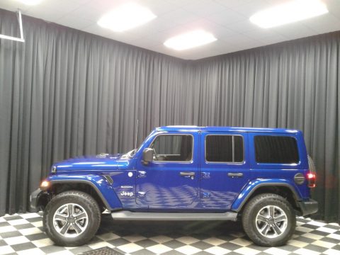 Ocean Blue Metallic Jeep Wrangler Unlimited Sahara 4x4.  Click to enlarge.