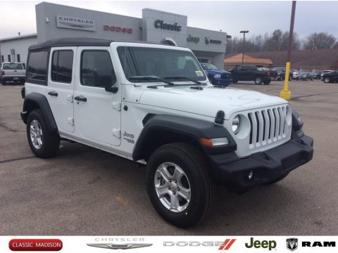 Bright White Jeep Wrangler Unlimited Sport 4x4.  Click to enlarge.