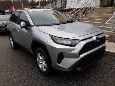 Silver Sky Metallic Toyota RAV4 LE AWD Hybrid.  Click to enlarge.