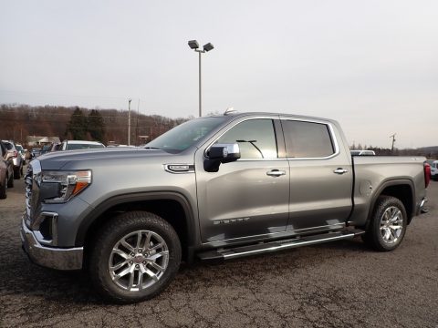 Satin Steel Metallic GMC Sierra 1500 SLT Crew Cab 4WD.  Click to enlarge.