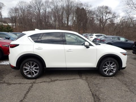 Snowflake White Pearl Mazda CX-5 Grand Touring AWD.  Click to enlarge.