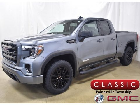 Satin Steel Metallic GMC Sierra 1500 Elevation Double Cab 4WD.  Click to enlarge.
