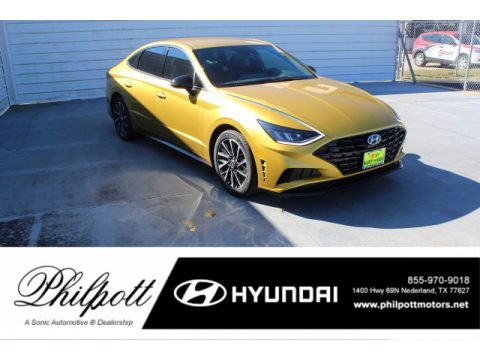 Glowing Yellow Hyundai Sonata SEL Plus.  Click to enlarge.