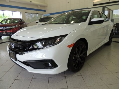 Platinum White Pearl Honda Civic Sport Sedan.  Click to enlarge.
