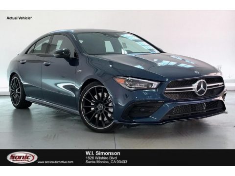 Denim Blue Metallic Mercedes-Benz CLA AMG 35 Coupe.  Click to enlarge.