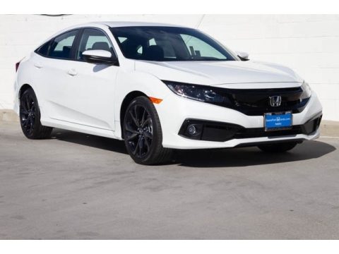 Platinum White Pearl Honda Civic Sport Sedan.  Click to enlarge.