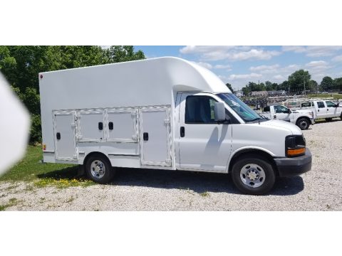 Summit White Chevrolet Express Cutaway 3500 Commercial Moving Truck.  Click to enlarge.