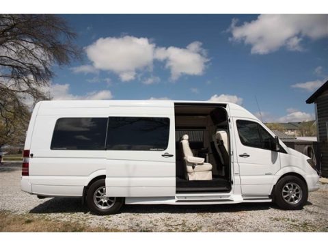 Arctic White Mercedes-Benz Sprinter 2500 High Roof Passenger Limo.  Click to enlarge.