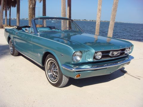 Tahoe Turquoise Ford Mustang Convertible.  Click to enlarge.