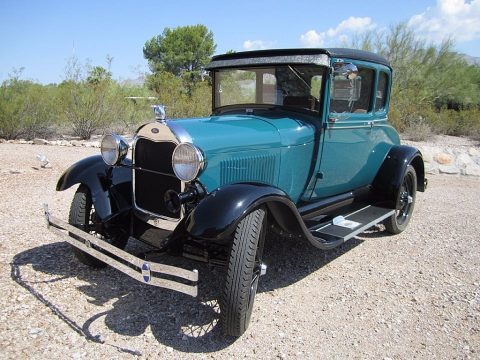 Hessian Blue Ford Model A Rumble Seat Roadster.  Click to enlarge.