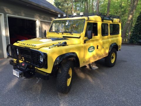Yellow Land Rover Defender 110 Hardtop.  Click to enlarge.