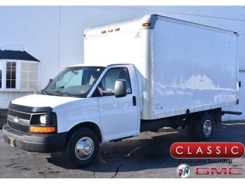 Summit White Chevrolet Express Cutaway 3500 Moving Van.  Click to enlarge.