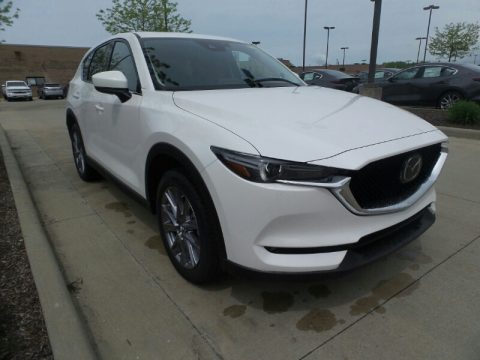 Snowflake White Pearl Mazda CX-5 Grand Touring AWD.  Click to enlarge.