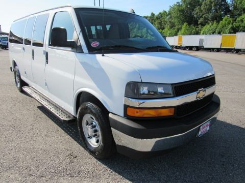 Summit White Chevrolet Express 3500 Passenger LT.  Click to enlarge.