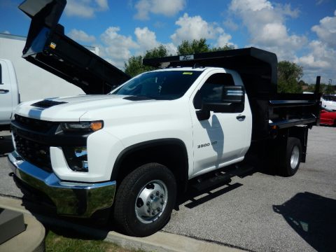 Summit White Chevrolet Silverado 3500HD Work Truck Crew Cab 4x4 Dump Truck.  Click to enlarge.