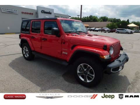 Firecracker Red Jeep Wrangler Unlimited Sahara 4x4.  Click to enlarge.