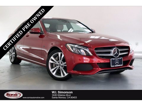 designo Cardinal Red Metallic Mercedes-Benz C 350e Plug-in Hybrid Sedan.  Click to enlarge.