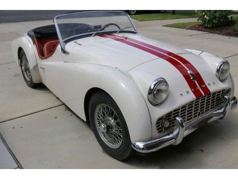 White Triumph TR3 Roadster.  Click to enlarge.
