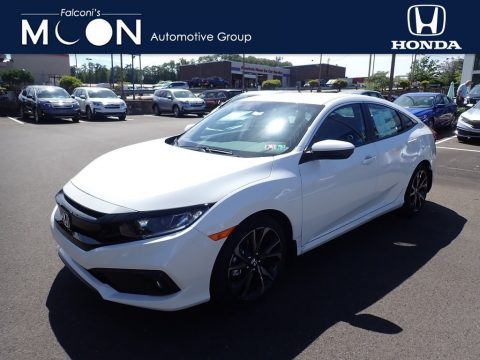 Platinum White Pearl Honda Civic Sport Sedan.  Click to enlarge.