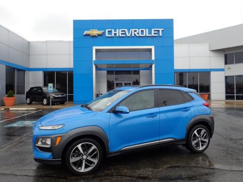 Surf Blue Hyundai Kona Limited AWD.  Click to enlarge.