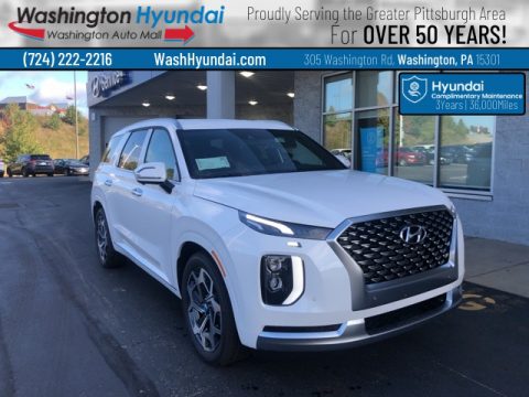 Hyper White Hyundai Palisade Calligraphy AWD.  Click to enlarge.