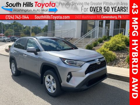 Silver Sky Metallic Toyota RAV4 XLE AWD Hybrid.  Click to enlarge.