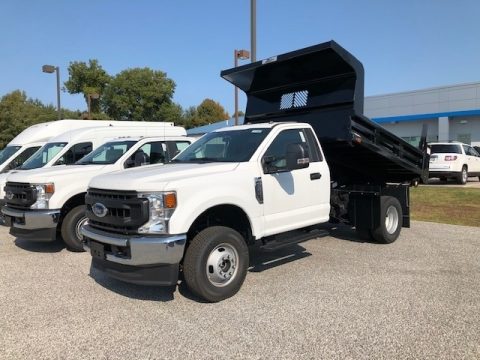 Oxford White Ford F350 Super Duty XL Regular Cab 4x4 Chassis Dump Truck.  Click to enlarge.