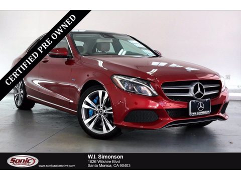 designo Cardinal Red Metallic Mercedes-Benz C 350e Plug-in Hybrid Sedan.  Click to enlarge.