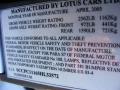 Info Tag of 2005 Lotus Elise #23 Info Tag of 2005 Lotus Elise #23