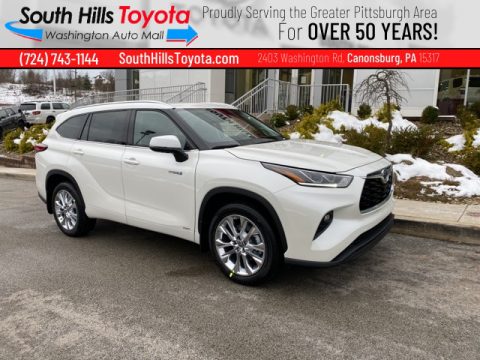 Blizzard White Pearl Toyota Highlander Hybrid Limited AWD.  Click to enlarge.