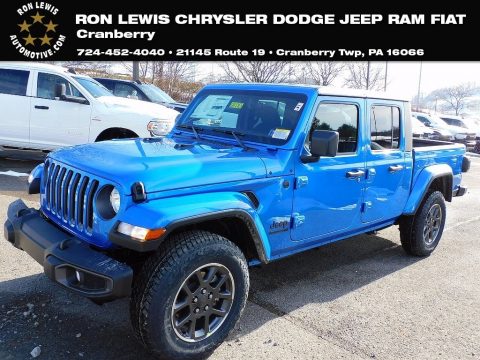 Hydro Blue Pearl Jeep Gladiator 80th Anniversary Edition 4x4.  Click to enlarge.
