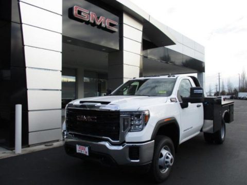 Summit White GMC Sierra 3500HD Regular Cab 4WD Chassis Utility Truck.  Click to enlarge.