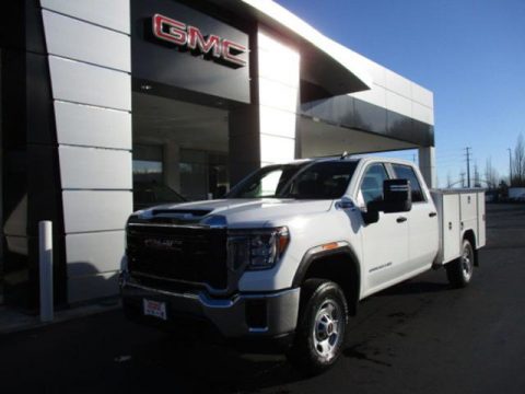 Summit White GMC Sierra 2500HD Crew Cab Chassis Utility Truck.  Click to enlarge.