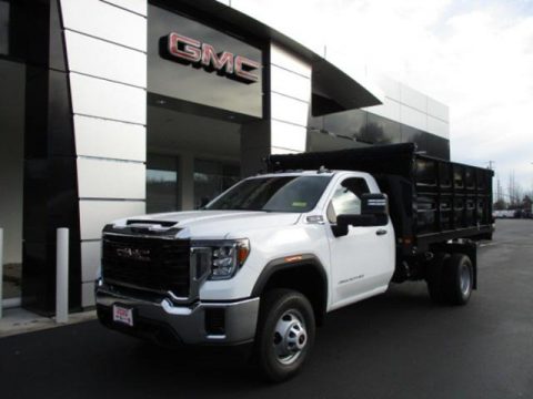 Summit White GMC Sierra 3500HD Regular Cab Chassis Stake Truck.  Click to enlarge.