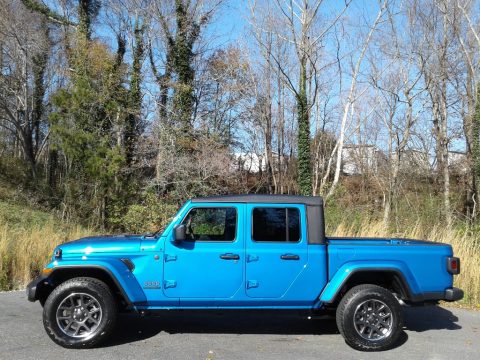 Hydro Blue Pearl Jeep Gladiator 80th Anniversary Edition 4x4.  Click to enlarge.