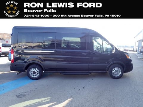 Agate Black Ford Transit Passenger Wagon XLT 350 MR Extended AWD.  Click to enlarge.